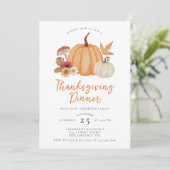 Modern Elegant Pompoen Thanksgiving Diner Kaart (Staand voorkant)