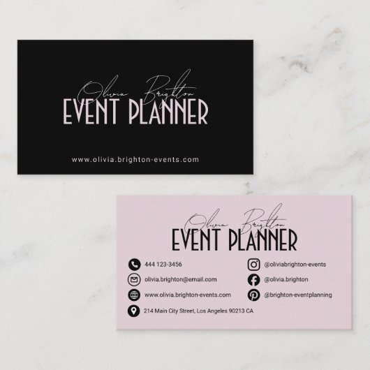 Modern Elegant Professional Event Planner Visitekaartje (Voorkant / Achterkant)