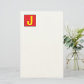Modern Elegant Professional Monogram Red Yellow Briefpapier (Staand voorkant)