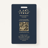 Modern Elegant Professioneel Luxe Blauw Goud Badge (Achterkant)