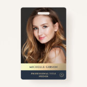 Modern Elegant Professioneel Luxe Blauw Goud Badge (Voorkant)
