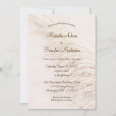 Modern Elegant QR Code Pampas Grass Boho Wedding Kaart (Voorkant)