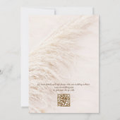 Modern Elegant QR Code Pampas Grass Boho Wedding Kaart (Achterkant)