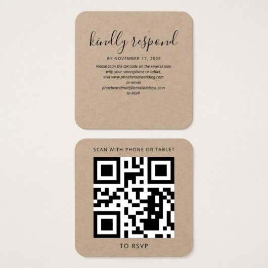 Modern Elegant QR Code RSVP Wedding Website (Devant & derrière)