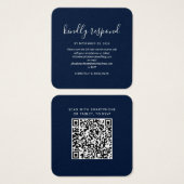 Modern Elegant QR Code Wedding RSVP Card (Devant & derrière)