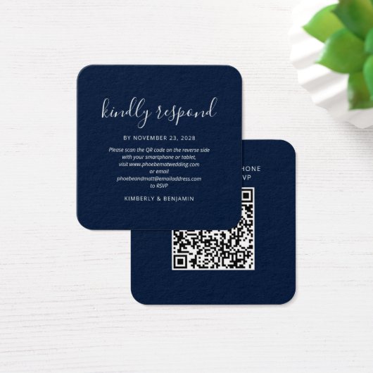Modern Elegant QR Code Wedding RSVP Card (Bureau)