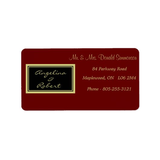 Modern Elegant Red and Gold Script Wedding Etiket (Voorkant)