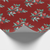 Modern Elegant Red Berries op donkerrood Cadeaupapier (Hoek)