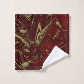Modern Elegant Red & Gold Marble Swirl Bad Handdoek (Wasdoekje)