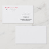 Modern Elegant Red White Minimalist Plain Visitekaartje (Voorkant / Achterkant)