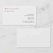 Modern Elegant Red White Minimalist Plain Visitekaartje (Voorkant / Achterkant)