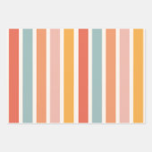 Modern Elegant Retro Kleurrijk Stripes Patroon Inpakpapier Vel (Voorkant 3)