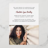 Modern Elegant Rode Folie Afstuderen Aankondiging (Achterkant)