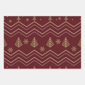 Modern Elegant rood en goud kerstboom patroon Inpakpapier Vel (Voorkant)