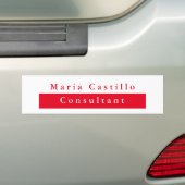 Modern Elegant Rood Wit Minimalist Bumpersticker (Op auto)