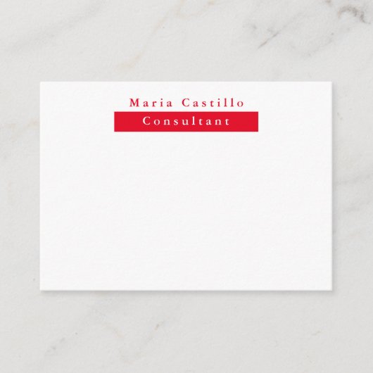 Modern Elegant Rood Wit Minimalist Informatiekaartje (Voorkant)