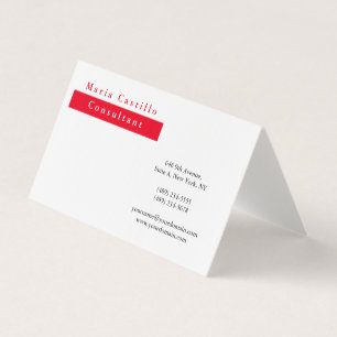 Modern Elegant Rood Wit Minimalist Visitekaartjes