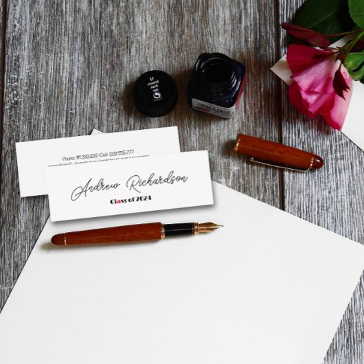 Modern elegant rood zwart script contactkaartje