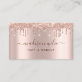 Modern Elegant Roos Gold Glitter Beauty Salon Busi Visitekaartje (Voorkant)