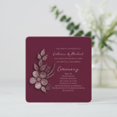 Modern Elegant Roos Gold Glitter Floral & Burgundy Programma (Staand voorkant)