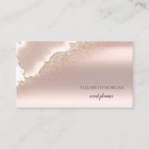 Modern Elegant Roos Gold Glitter Marble Visitekaartje