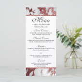 Modern Elegant Roos Gold Marble Wedding Menu (Staand voorkant)