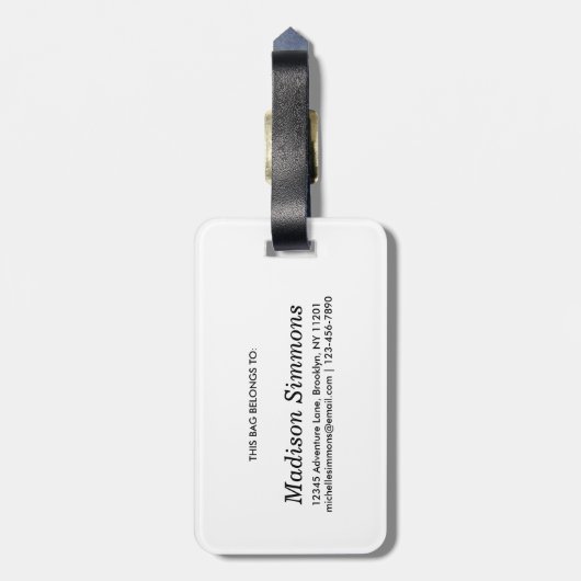 Modern Elegant Roos Goud Glitter Script Monogram Bagagelabel (Achterkant verticaal)