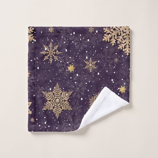 Modern Elegant Roos Gouden Glitter Sneeuwvlokken P Bad Handdoek (Wasdoekje)