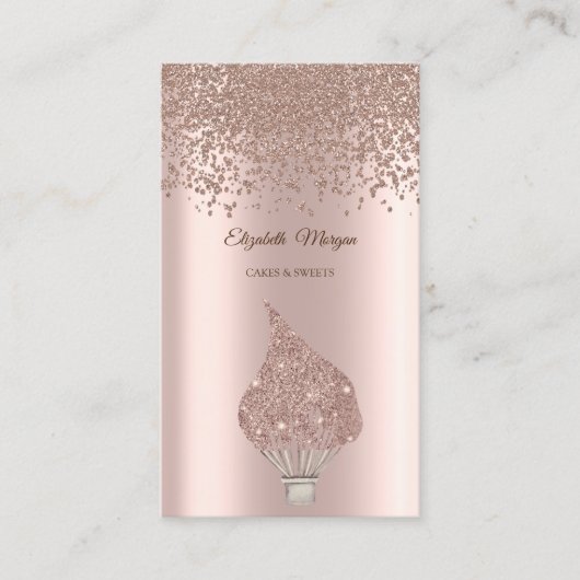 Modern Elegant Rose Gold Diamonds Glitter Whisk Visitekaartje (Voorkant)
