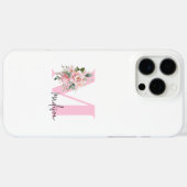 Modern Elegant Roze Bloemen Initiaal Naam Monogram Case-Mate iPhone Case (Achterkant (horizontaal))