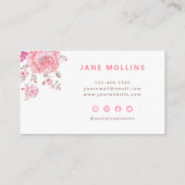 Modern Elegant Roze Bloemen Visitekaartje (Achterkant)
