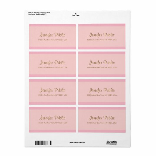 Modern Elegant Roze Gouden Script Trendy Sjabloon Etiket (Full Sheet)