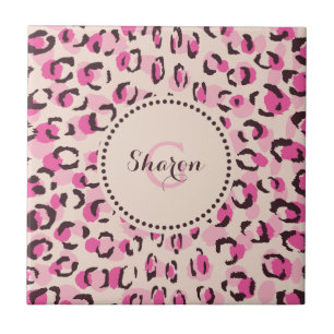 Modern elegant roze het patroonmonogram van de tegeltje