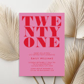 Modern Elegant Roze Rood Vet 21e Verjaardag Kaart