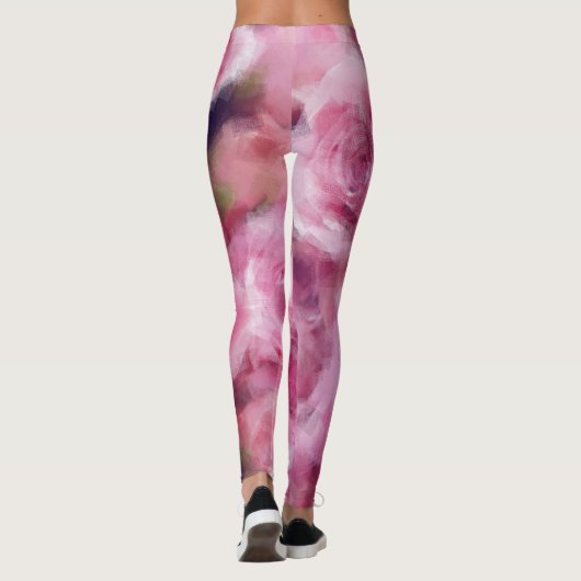 Modern Elegant Roze Rozen Bloemen Chique Trendy Leggings (Achterkant)