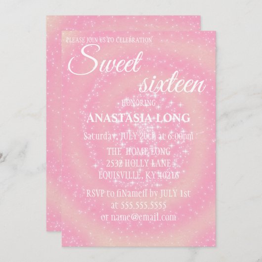 Modern, elegant roze save the date (Voorkant / Achterkant)