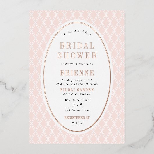 Modern Elegant Roze Vrijgezellenfeest Roos Gold Folie Uitnodiging (Voorkant)