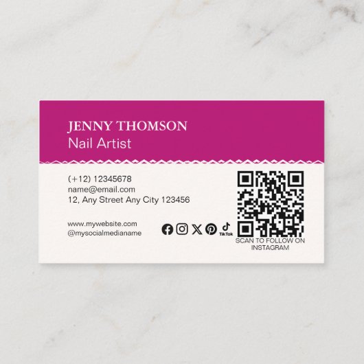 Modern Elegant Roze Wit Bloemen Nagelsalon Visitekaartje (Achterkant)