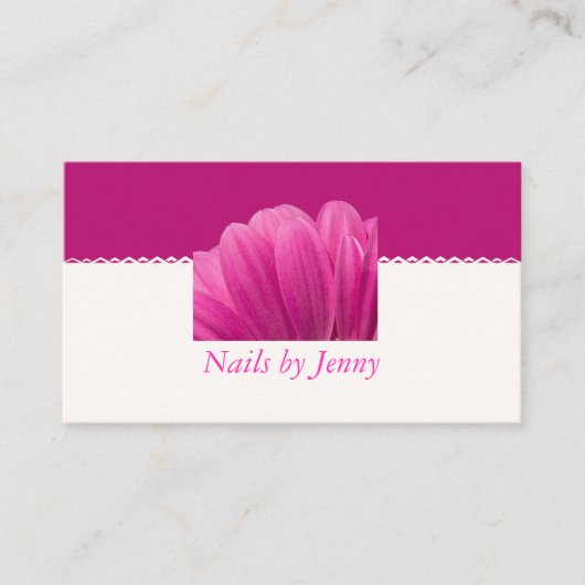 Modern Elegant Roze Wit Bloemen Nagelsalon Visitekaartje (Voorkant)