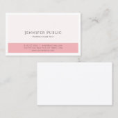 Modern Elegant Roze Wit Eenvoudige Sjabloon Trendy Visitekaartje (Voorkant / Achterkant)