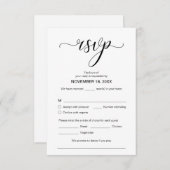 Modern Elegant RSVP, Black Font, reageren Informatiekaartje (Voorkant / Achterkant)