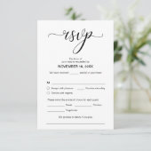 Modern Elegant RSVP, Black Font, reageren Informatiekaartje (Staand voorkant)