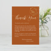 Modern Elegant Rust Brown Fall Wedding Dank je Kaart (Staand voorkant)