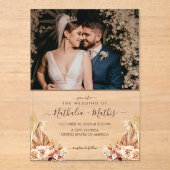 Modern Elegant Rustic met Photo Wedding Acryl Uitnodigingen (Voorkant)