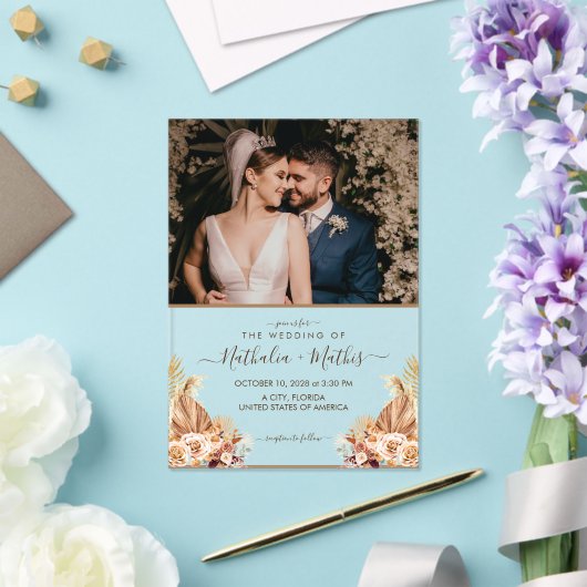 Modern Elegant Rustic met Photo Wedding Acryl Uitnodigingen (Insitu (Huwelijk))