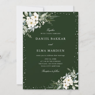 Modern Elegant Sage Green Boho Floral Wedding Kaart
