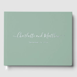 Modern Elegant Sage Green Personalize Wedding Gastenboek