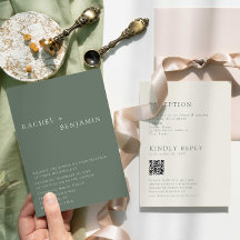 Modern Elegant Sage Green Wedding 2 Sided QR Code