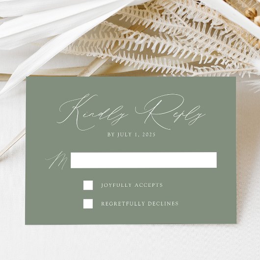 Modern Elegant Sage Green Wedding RSVP Kaartje