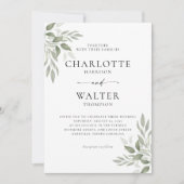 Modern Elegant Sage Leaves Wedding Invitation (Devant)